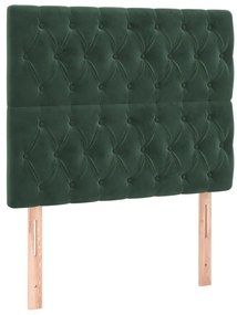 Cama boxspring com colchão 120x200 cm veludo verde-escuro