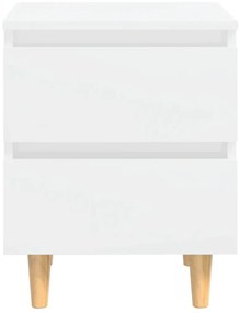 Mesa de cabeceira c/ pernas pinho 40x35x50 cm branco brilhante
