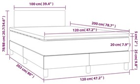 Cama boxspring com colchão 120x200 cm veludo azul-escuro