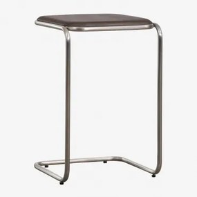 Mesa Auxiliar Quadrada 35x35 Cm Em Madeira De Acácia E Aço Inoxidável Altrex Castanho-acácia Escuro - Sklum