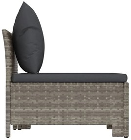 2 pcs conjunto lounge de jardim c/ almofadões vime PE cinzento