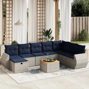 vidaXL 7 pcs conjunto sofás p/ jardim c/ almofadões vime PE cinzento