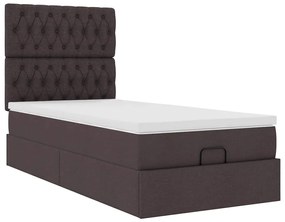 Estrutura cama otomana colchão 100x200cm tecido castanho escuro