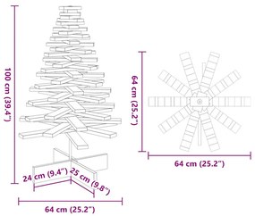 Árvore de Natal decorativa 100cm madeira de pinho maciça branco