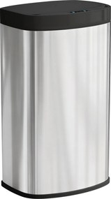 Caixote do lixo automático para cozinha de 55 L em aço inoxidável, com tampa de fecho suave, 38 x 28,5 x 69 cm, prateado