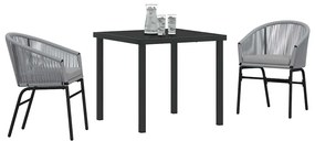 Conjunto de jantar de jardim 3 peças - Polirattan cinza.