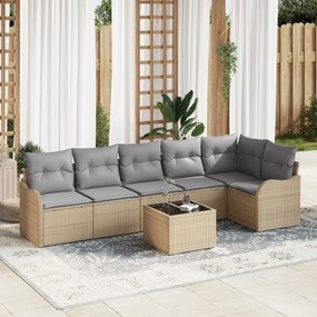 Conjunto de Sofá de Jardim vidaXL de 7 Peças com Almofadas Preto Ratta