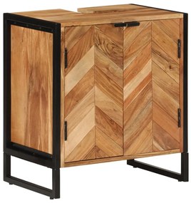 vidaXL Armário de casa de banho 55x35x60 cm acácia maciça e ferro