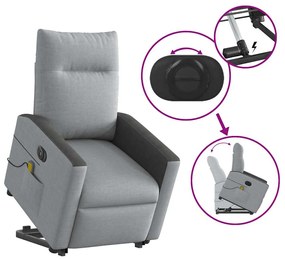 Poltrona elétrica reclinável massagens tecido cinzento-claro