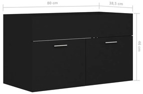 Armário de lavatório 80x38,5x46 cm contraplacado preto