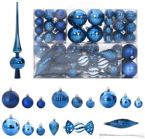 vidaXL Enfeites de Natal 98 pcs Ø3/4/6 cm azul