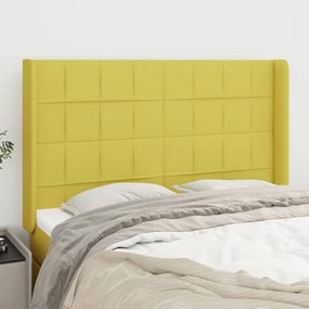 vidaXL Cabeceira de cama c/ abas tecido 147x16x118/128 cm verde