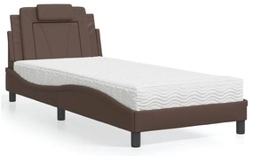 vidaXL Cama com colchão 80x200 cm couro artificial castanho