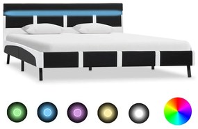 280303 vidaXL Estrutura de cama c/ LED 120x200 cm couro artificial preto