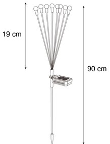 Candeeiro de pé exterior preto com LED solar e ponta para o chão - Fire Fly Moderno