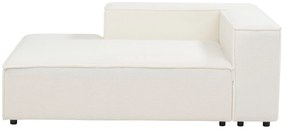Sofá de canto modular 2 lugares com repousa-pés em tecido bouclé branco à direita APRICA Beliani