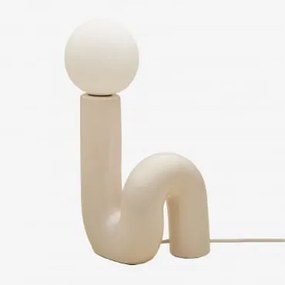 Candeeiro De Mesa Em Cerâmica Com Esfera Em Vidro Vireto Branco Quebrado & B - Sklum