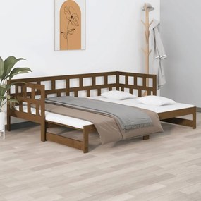 820235 vidaXL Estrutura sofá-cama de puxar pinho maciço castanho 2x(90x190)cm