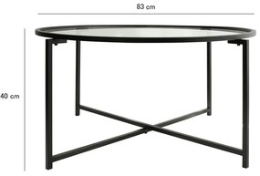 Mesa de Café Sun - Preto Mate - Vidro Temperado 83x40x83cm