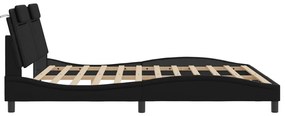 Estrutura de cama c/ cabeceira 180x200cm couro artificial preto