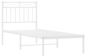 Estrutura de cama com cabeceira 80x200 cm metal branco