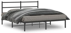 Estrutura de cama com cabeceira 160x200 cm metal preto