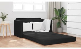 Sofá Cama 2-em-1 Preto 124x204x61 cm Veludo