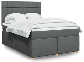 vidaXL Cama com molas/colchão 140x190 cm tecido cinzento-escuro