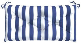 Almofadões p/ banco jardim 2 pcs 100x50x7 cm tecido azul/branco