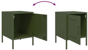 Mesas de cabeceira 2 pcs 36x39x50,5 cm aço verde azeitona