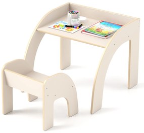 Conjunto de mesa e cadeira de estudo infantil de madeira com gaveta de armazenamento e armário - preto