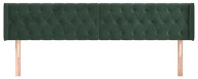 Cabeceira de cama c/ abas veludo 203x16x78/88cm verde-escuro