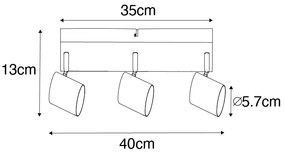 Candeeiro de teto moderno branco 3 luzes ajustável retangular - Jeana Moderno