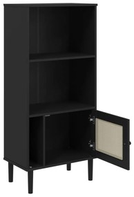 Estante SENJA aspeto de vime 60x35x130 cm pinho maciço preto