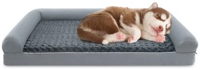 Cama ortopédica para cães grandes 113 x 89 x 18 cm com almofada para cães grandes e médios L Cinza