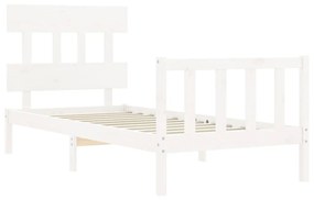 Estrutura de cama com cabeceira 100x200cm madeira maciça branco