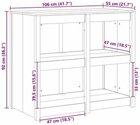 Armário de Cozinha Externo 106x55x92 cm Madeira Sólida de Douglas Fir