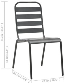 Cadeiras de jardim design ripado 4 pcs aço cinzento-escuro