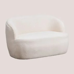 Sofá De 2 Lugares Em Pelúcia Dariele Tecido Pele De Borrego Branco - Sklum