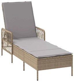 Espreguiçadeira Bege e cinza claro Rattan PE 157 x 55 x 92 cm