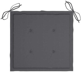 3 pcs conj. jantar dobrável exterior c/ almofadão teca maciça