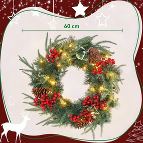 Grinalda de Natal Luminosa, 60 x 60 x 8 cm, 35 LED com Temporizador, Verde
