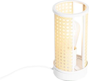 Candeeiro de mesa oriental branco com vime 12 cm - Akira