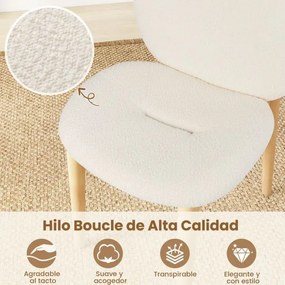 Conjunto de 2 cadeiras de jantar com pernas em madeira, assentos e encostos curvos acolchoados com espuma branca e natural