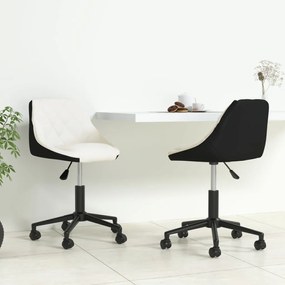 vidaXL Cadeiras jantar giratórias 2 pcs couro artificial branco/preto