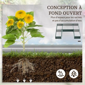 Conjunto de 5 Floreira quadrada de horta em aço, modulares para legumes, plantas, flores, verdes