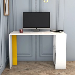 Secretária Lima – Branco/Amarelo – 120x75,4x60 cm