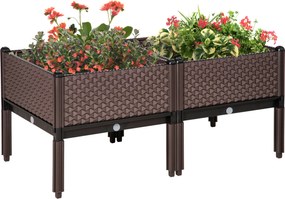 Conjunto de 2 Floreiras de Exterior Quadradas Elevadas Combinação Livre Floreiras para Jardim  50x50x46,5 cm Castanho