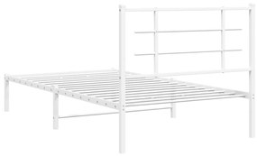 Estrutura de cama com cabeceira 100x190 cm metal branco