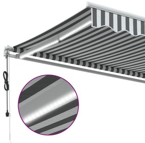 Toldo retrátil automático com LED 350x250 cm antracite/branco